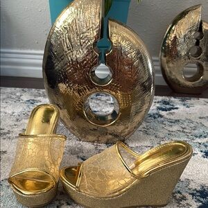 Allegra K Gold Wedges